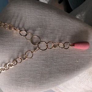 NWT Robert Lee Morris necklace.  Gold plated. 24"+3" + Peachy pendant., Designer